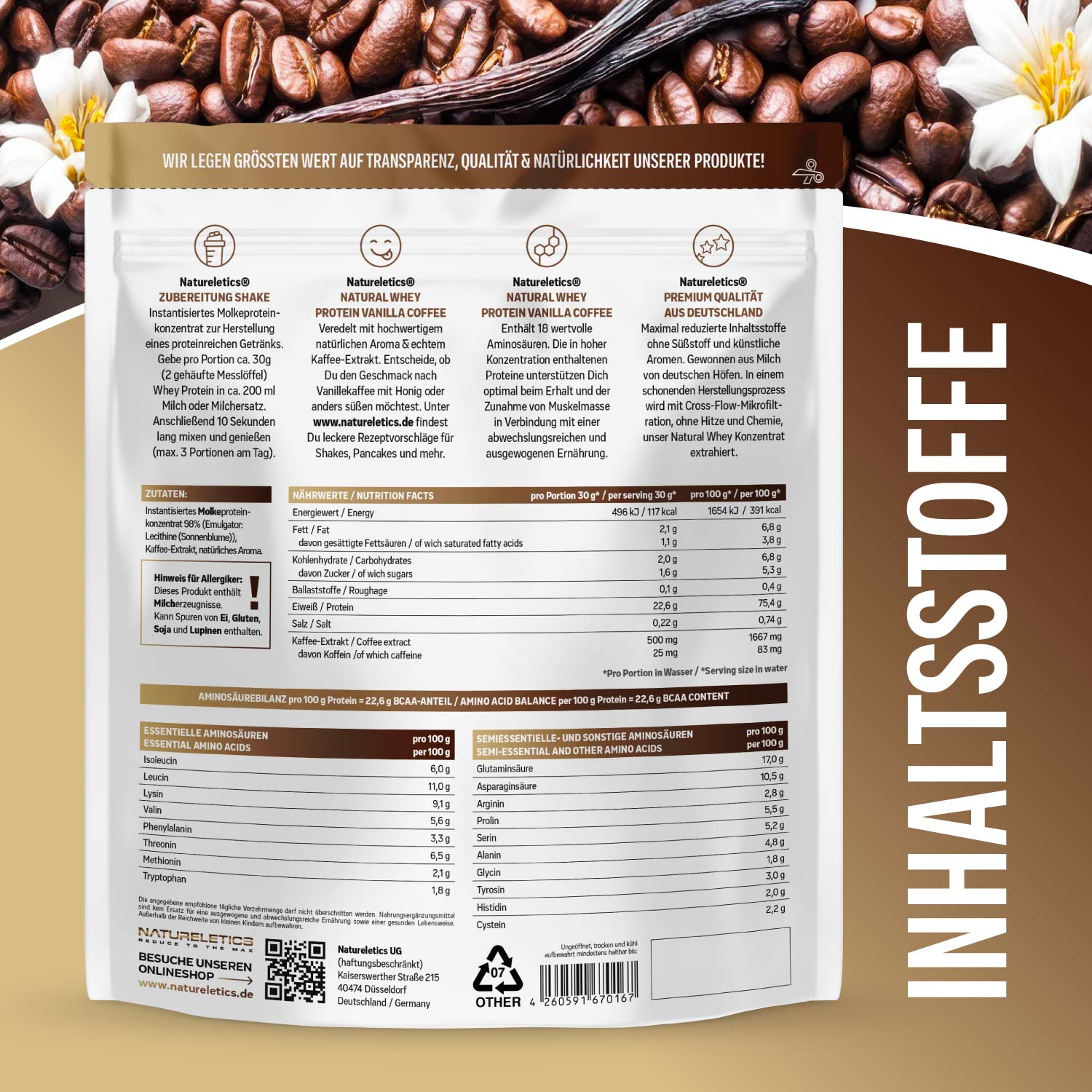 NATURAL WHEY KONZENTRAT VANILLA-COFFEE 1 kg