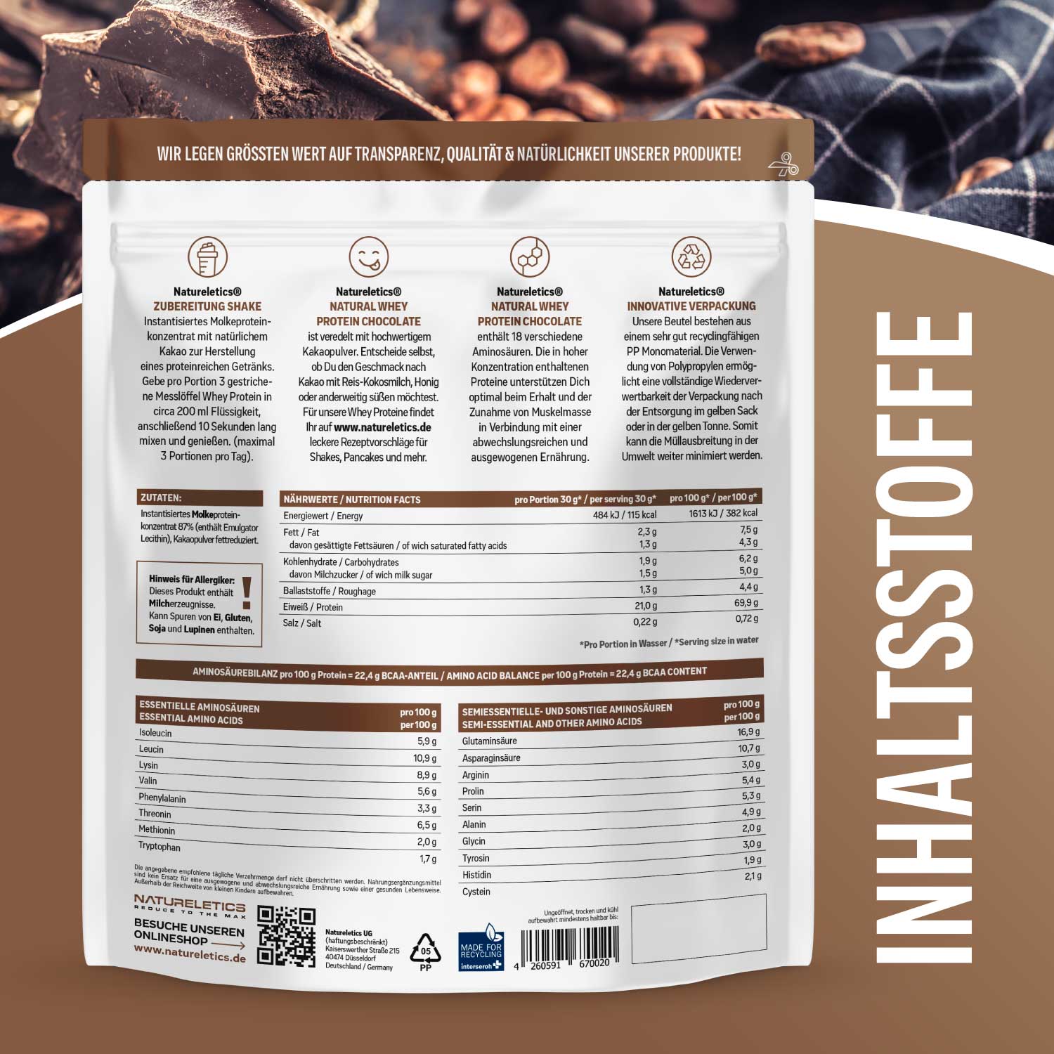 NATURAL WHEY KONZENTRAT SCHOKO 1 kg