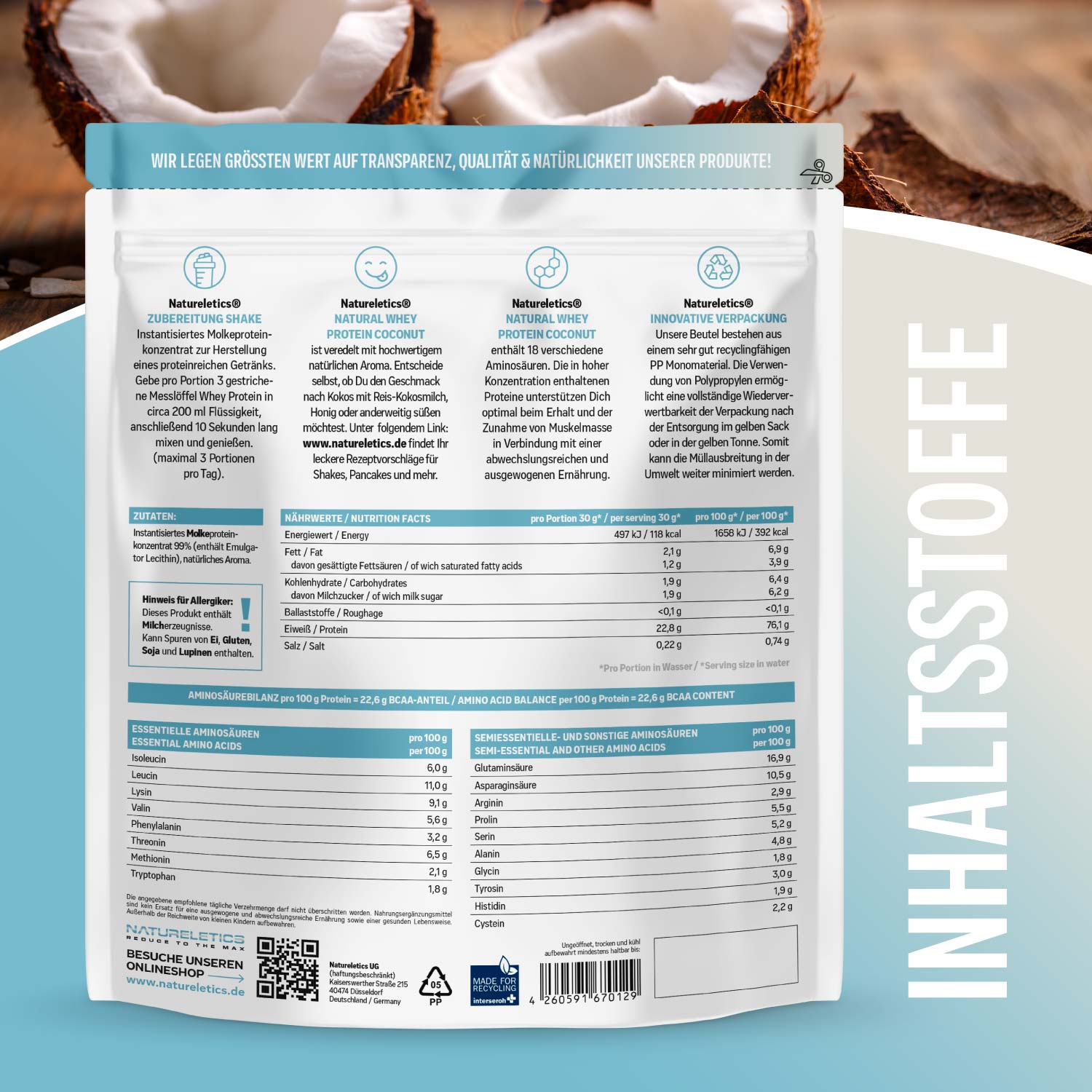 NATURAL WHEY KONZENTRAT KOKOS 1 kg