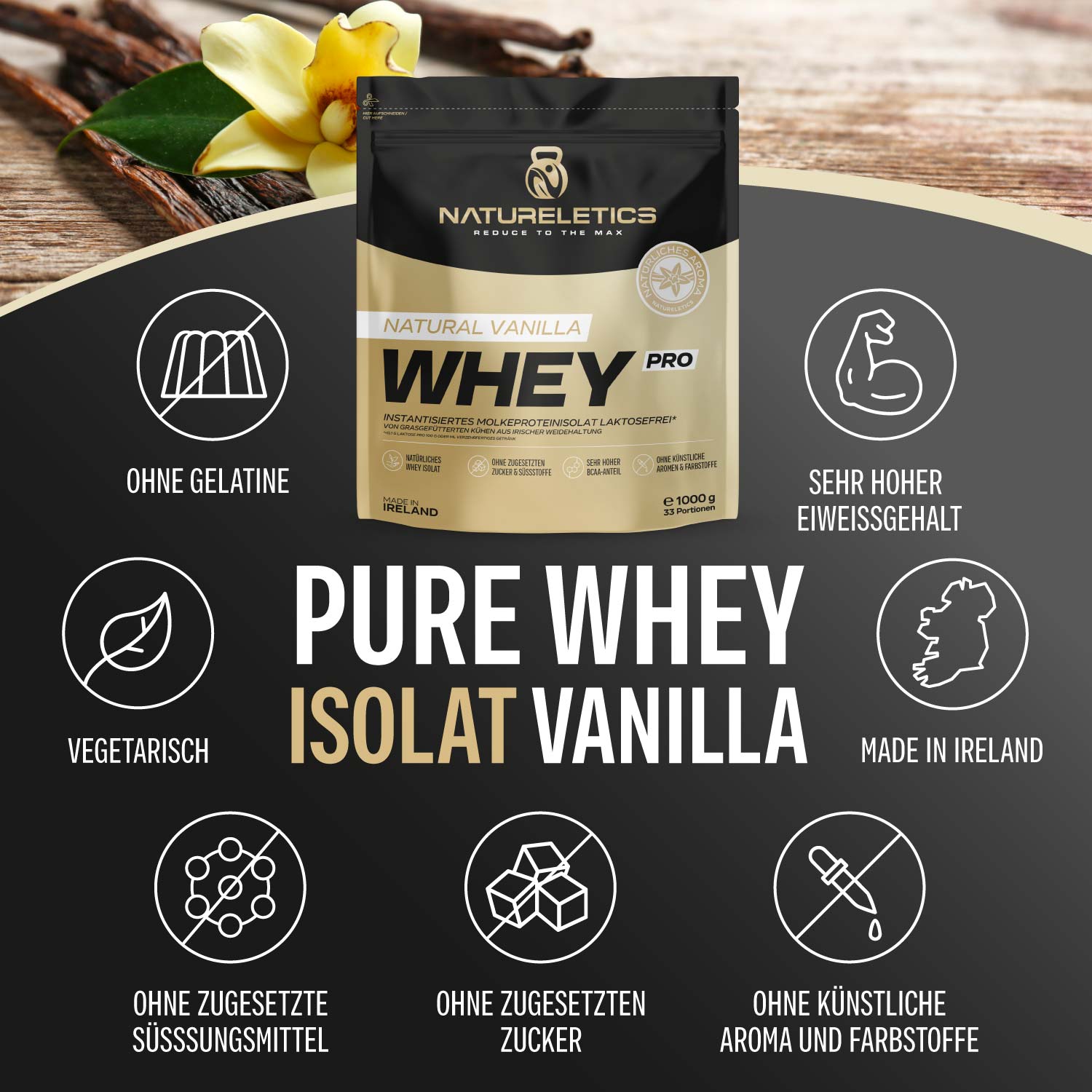 NATURAL WHEY ISOLAT VANILLE LAKTOSEFREI 1 kg