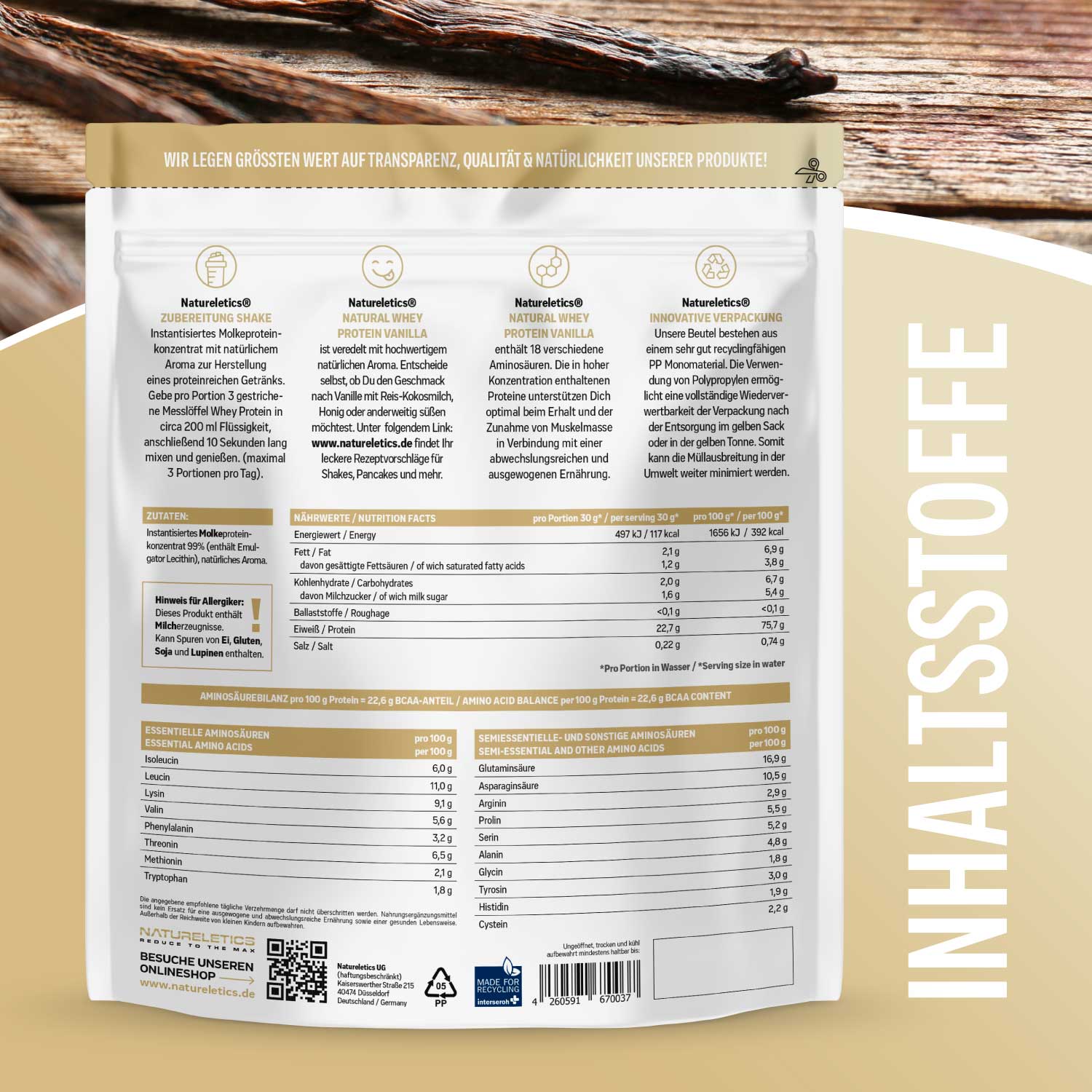 NATURAL WHEY KONZENTRAT VANILLE 1 kg