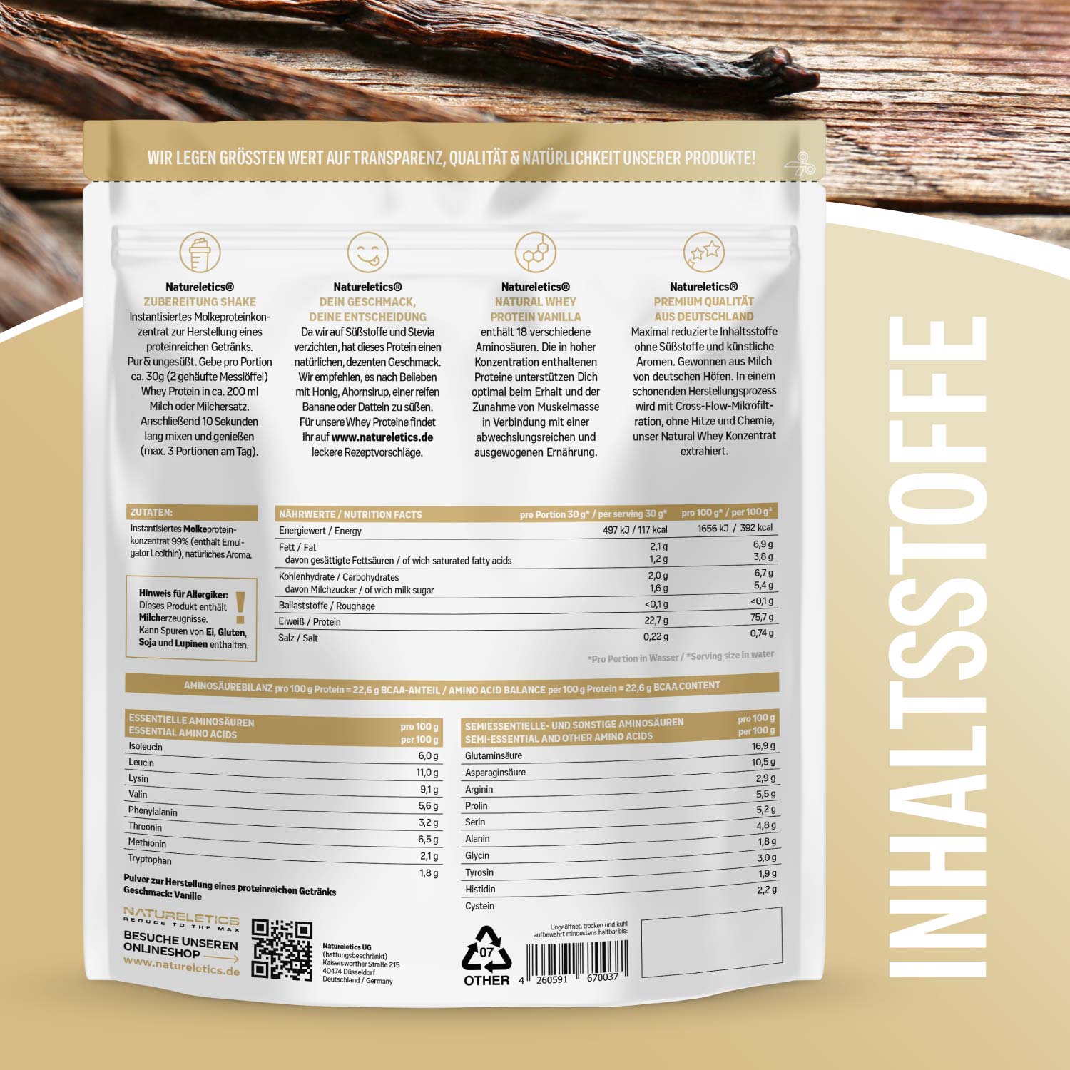 NATURAL WHEY KONZENTRAT VANILLE 1 kg