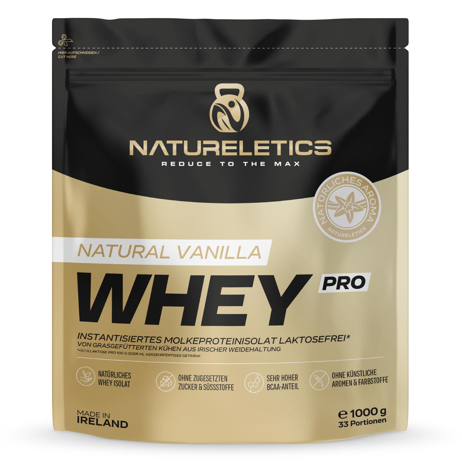 Nutrimuscle Native Whey Isolat 1 KG - Gusto Vaniglia - Proteine Del Siero Di Latte Non Istantanee (WPI) - 94% Di Proteine Pure - Cacao Magro E Inulina